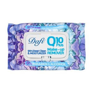 دستمال مرطوب پاک کننده آرایش Q10 پوست چرب دافی