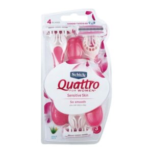 تیغ اصلاح زنانه 4 تیغه Quattro پوست حساس 3 عددی شیک