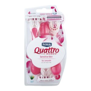تیغ اصلاح زنانه 4 تیغه Quattro پوست حساس 3 عددی شیک