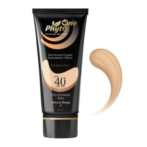 ضد آفتاب کرم پودری مناسب پوست چرب SPF40 بژ طبیعی فیتو وان