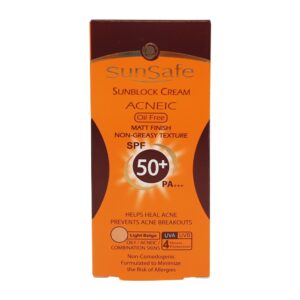 ضد آفتاب رنگی فاقد چربی آکنئیک SPF50 بژ روشن سان سیف