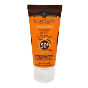 ضد آفتاب رنگی فاقد چربی آکنئیک SPF50 بژ روشن سان سیف