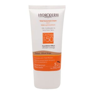 ضد آفتاب فاقد چربی با پوشش کرم پودری spf50 کاراملی هیدرودرم