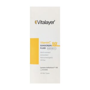 ضد آفتاب فلوئیدی بی رنگ ویتامین سی spf 50 50 میل ویتالیر