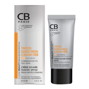 کرم ضدآفتاب رنگی پوست مختلط تا چرب بژ روشن SPF50 سی بی