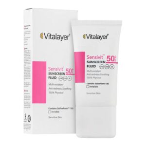 فلوئید ضد آفتاب سنسیویت بی رنگ spf50 ویتالیر
