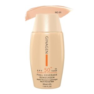 ضدآفتاب رنگی SPF 50 مخصوص پوست خشک شماره 01 ژیناژن