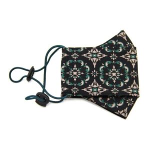 ماسک پارچه ای چهار لایه طرح کاشی سبز و کرم آپامه