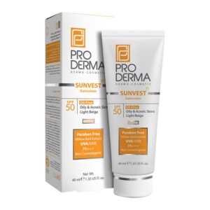 ضد آفتاب فاقد چربی SPF50 بژ روشن پرودرما