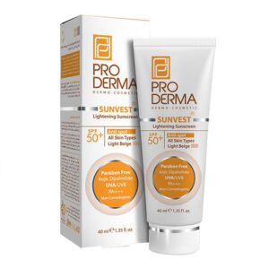 ضد آفتاب ضد لک و روشن کننده +SPF50 بژ روشن پرودرما